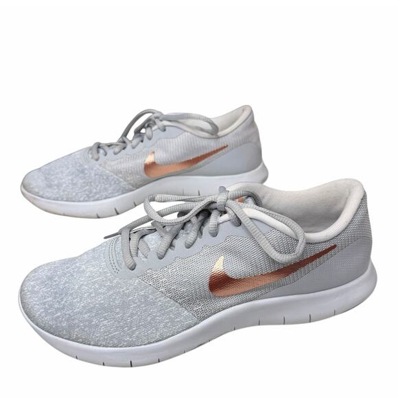 Nike Flex Contact Running Shoes Women 8 Gray Swoosh Logo Jogging Sporty Athletic - Picture 2 of 12